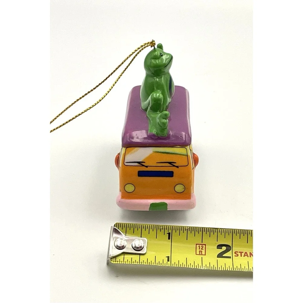 Peace Frogs VW Bus Inspired‎ Ceramic Christmas Tree Ornament Rainbow Hippie